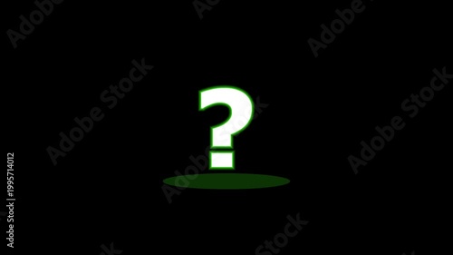Glowing Green Neon Question Mark Animation on Black Background
