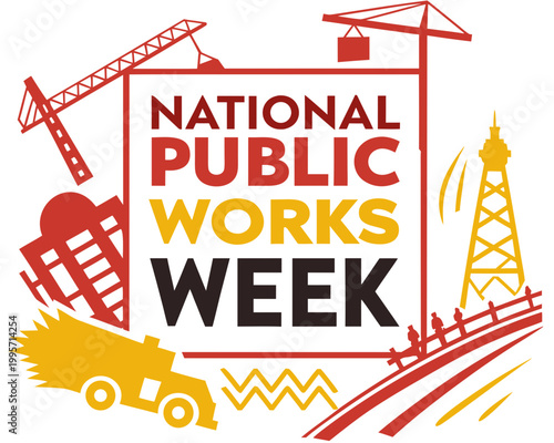 Public Works Week Vector Illustration Isolated on White Background, Urban Infrastructure Theme