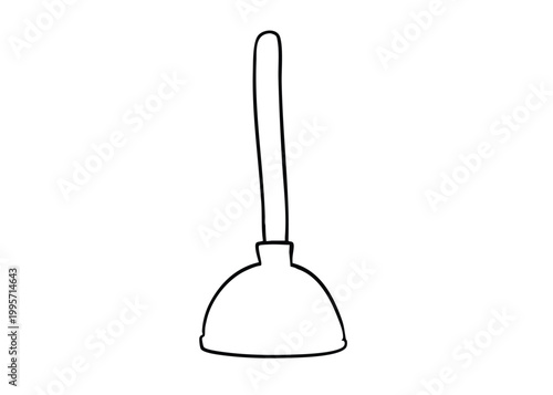 hand drawn plunger vector illustration for icon, apps, website, coloring page