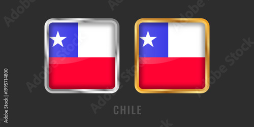 High-end gold and silver square frames featuring the flag of Chile. Great for manufacturing origin tags, exports, and national identity symbols.