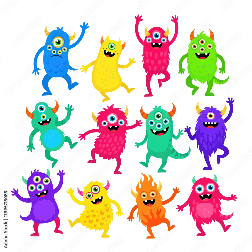 Obraz premium Cute Cartoon Monsters Collection