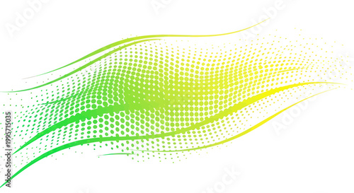 Abstract Green Yellow Gradient Wave with Halftone Dots