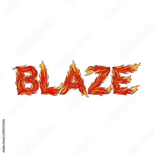 Blaze Text - Fiery Letters with Realistic Flames and Smoke on White Background