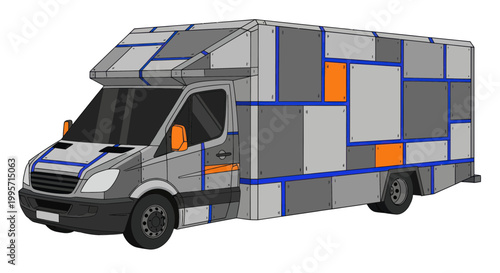 Camper Van Motorhome RV Vehicle Design Geometric Patches