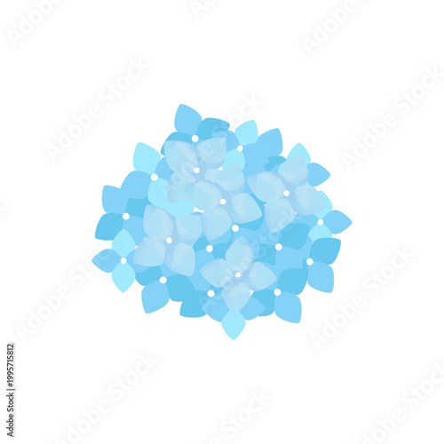 シンプルな紫陽花の花 水彩イラスト 水色 葉なし素材