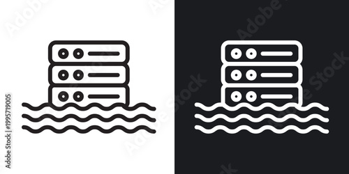 Data lake outlined icon vector collection.
