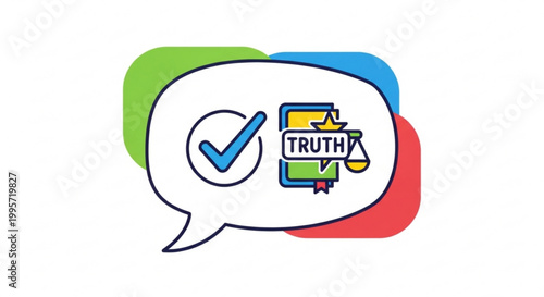 Speech bubble with truth icon and check mark for honesty concept