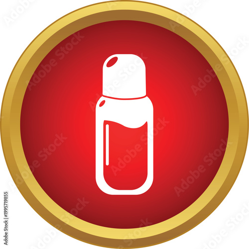 Grooming bottle icon symbolizing men's fragrance or aftershave on a red background