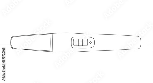 A black and white line drawing of a pregnancy test showing a positive result with two lines