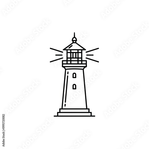 A classic lighthouse illustration, symbolizing guidance and navigation, rendered in a clean, modern line art style