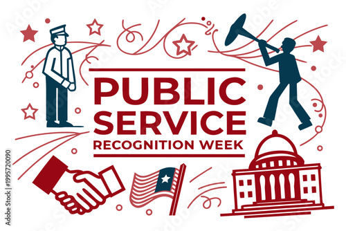 PUBLIC SERVICE RECOGNITION WEEK vector illustration isolated on white background