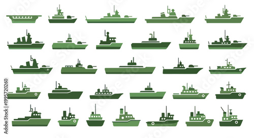 Naval Fleet Collection: Modern Warships and Vessels Icons