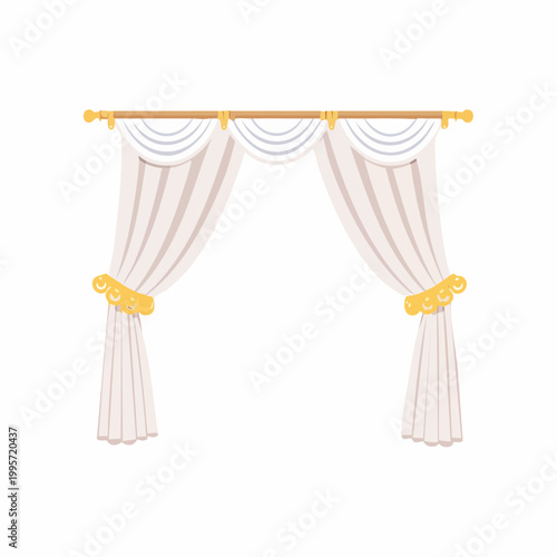 Elegant White Drapes with Gold Accents