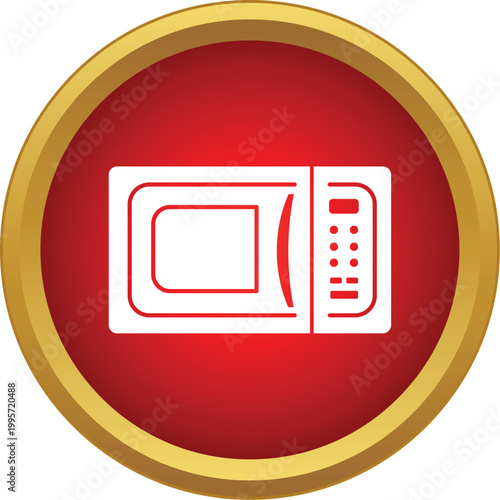 Microwave oven a common kitchen appliance in a red circular icon