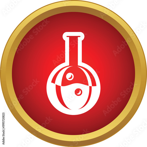 Flask icon displaying liquid and bubbles inside a lab container for scientific discovery