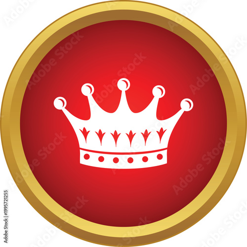Crown icon representing loyalty, power, and success in a gold framed red circle