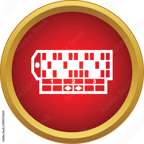 Game score card icon displaying patterns on a red background with a gold border