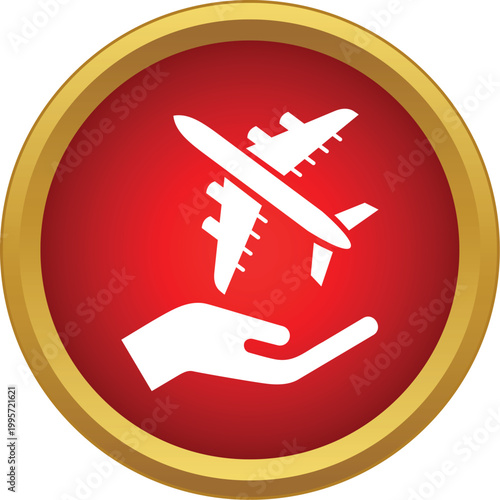 Hand protecting an airplane, symbolizing travel protection and aviation safety