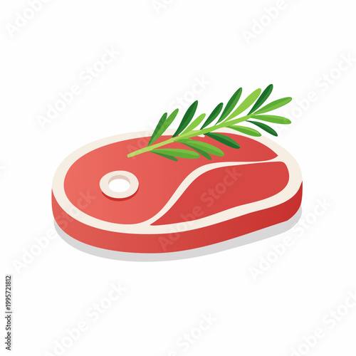 Raw Steak with Rosemary Sprig