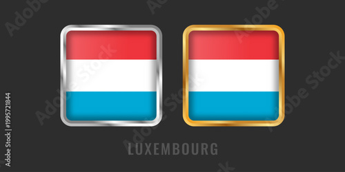 Square metallic gold and silver labels with the flag of Luxembourg. High-quality icons for origin certification, exports, and national identification. Free Download Square metallic gold and silver labels with the flag of Luxembourg. High-quality icons for origin certification, exports, and national identification. - GFXLoad