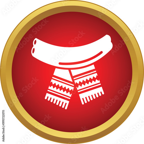 White scarf with pattern and fringe representing winter clothing