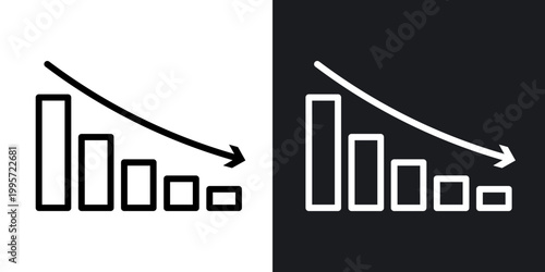 Decrease outlined icon vector collection.