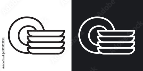 Dishes outlined icon vector collection.