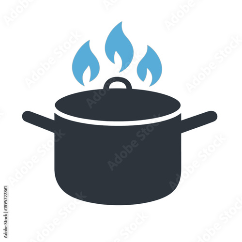Cooking Pot with Flames Icon