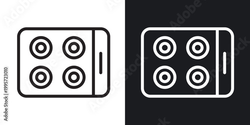 Electric hot plate outlined icon vector collection.