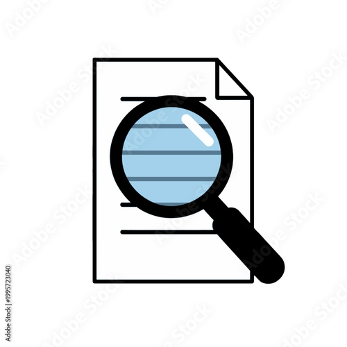 Magnifying Glass Inspecting Document Flat Icon