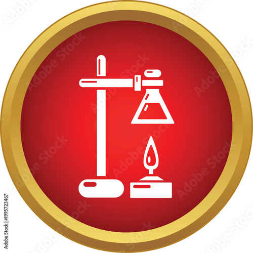 Chemistry laboratory setup showing a flask being heated on a stand