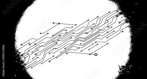 Abstract circuitry a digital network in a circular frame