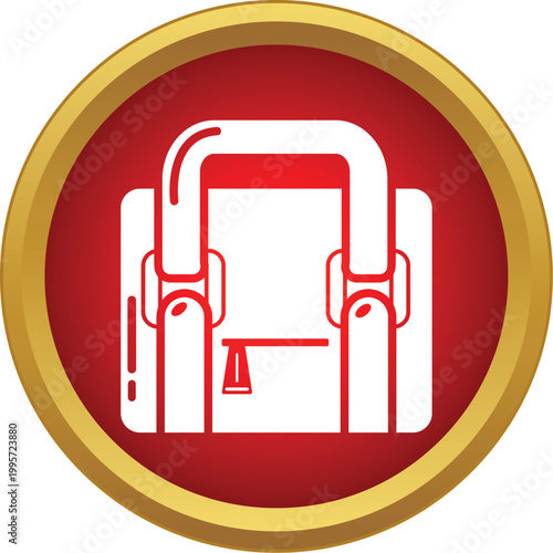 Business briefcase icon isolated in a red and gold circle