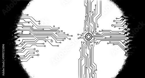 Digital tree of life circuit board roots and branches