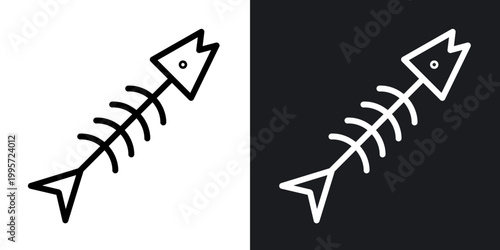 Fish bone outlined icon vector collection.
