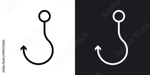 Fishing Hook outlined icon vector collection.