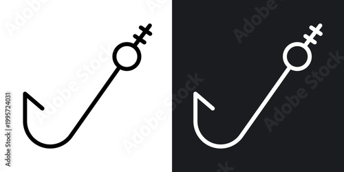 Fishing outlined icon vector collection.