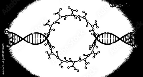 Molecular structure illustration dna and complex chain arrangement