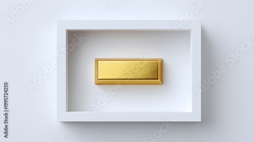 Top View of Single Shiny Gold Bar in White Frame