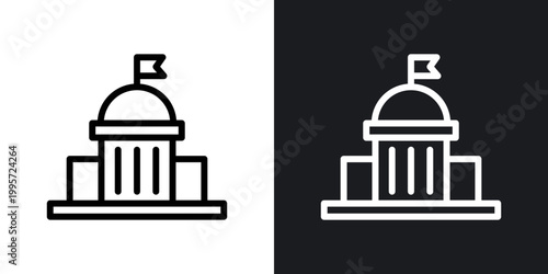 Government building outlined icon vector collection.