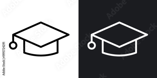 Graduation hat outlined icon vector collection.