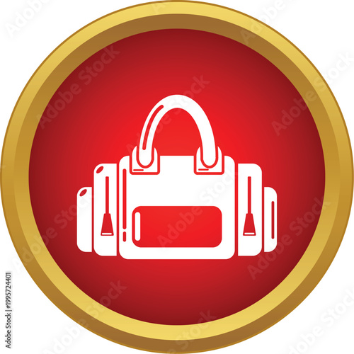 White outline illustrating a duffel bag, a concept for travel, sports, and luggage