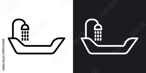 Hair washer sink outlined icon vector collection.
