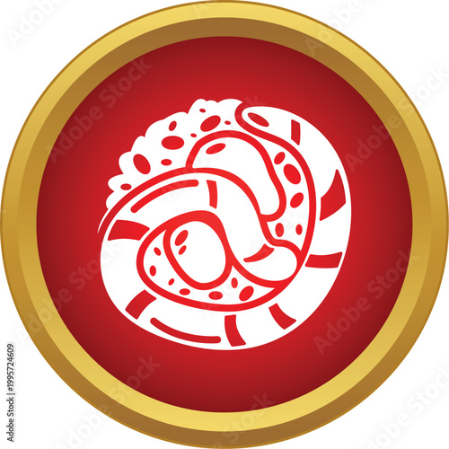 Simple vector illustration of a german wurst coil on a red background