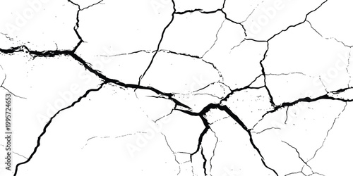 Black and white abstract texture with deep surface cracks and broken patterns