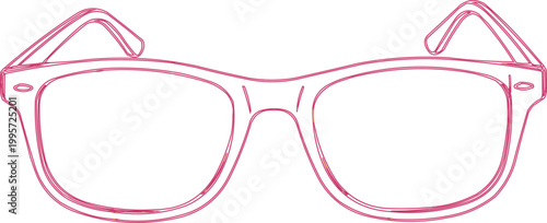 Glasses frame drawing exhibits a classic pink style.