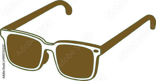 Sunglasses icon features a flat brown frame design.
