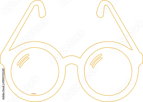 Glasses outline shows a simple thin gold frame design.