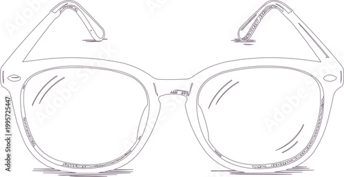 Eyeglasses feature a simple black outline on white base.