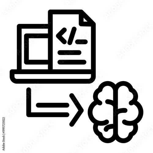 AI Data Analysis Line Icon